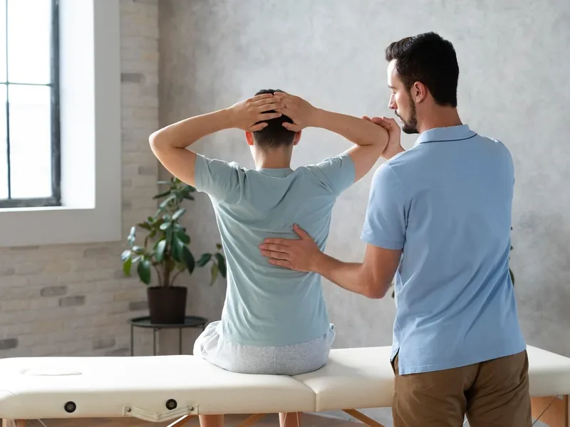 Dr. Moy performing a controlled spinal manipulation on a patient at Amplify Physical Therapy and Wellness in Bolingbrook