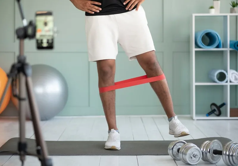 Runner being filmed on a treadmill for a gait assessment
